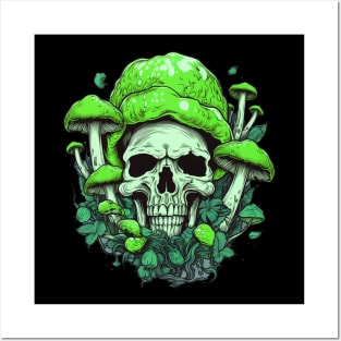 Cosmic Fusion Psychedelic Mushroom Skull Posters and Art